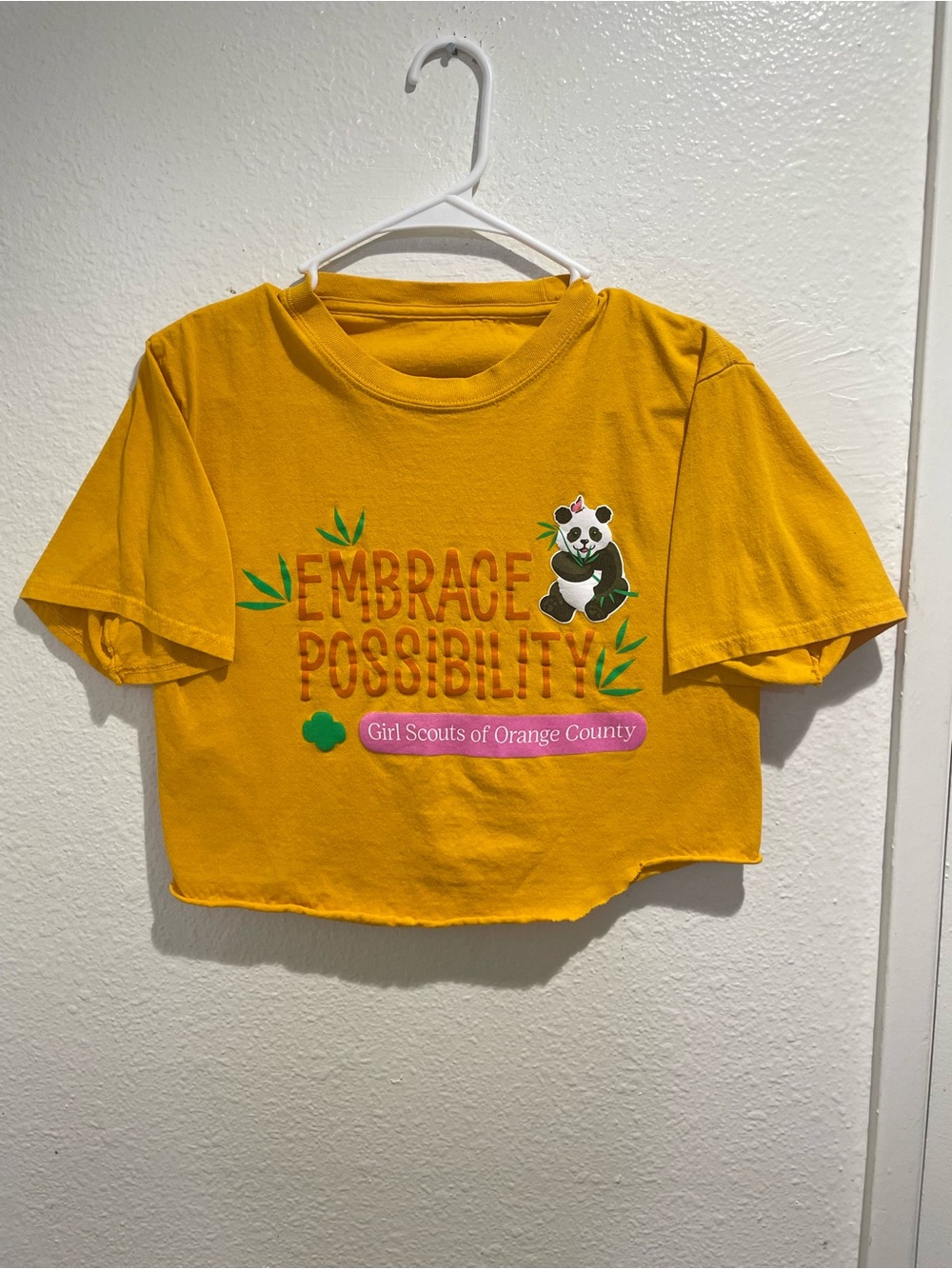 Y2K REWORKED Girl Scout Panda Crop Top Baby Tee XS 🐼